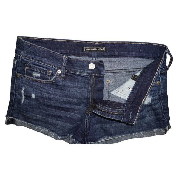 Abercrombie & Fitch Low Rise Distressed Denim Shorts - Size 27 - Picture 2 of 4